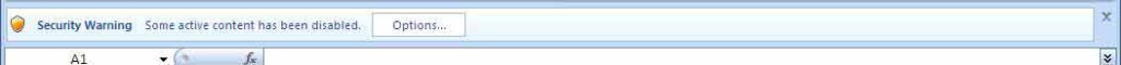 Screenshot of Excel 2007 Security message bar