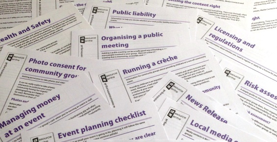 Printed information sheets on a range of topics to do with organising community events.